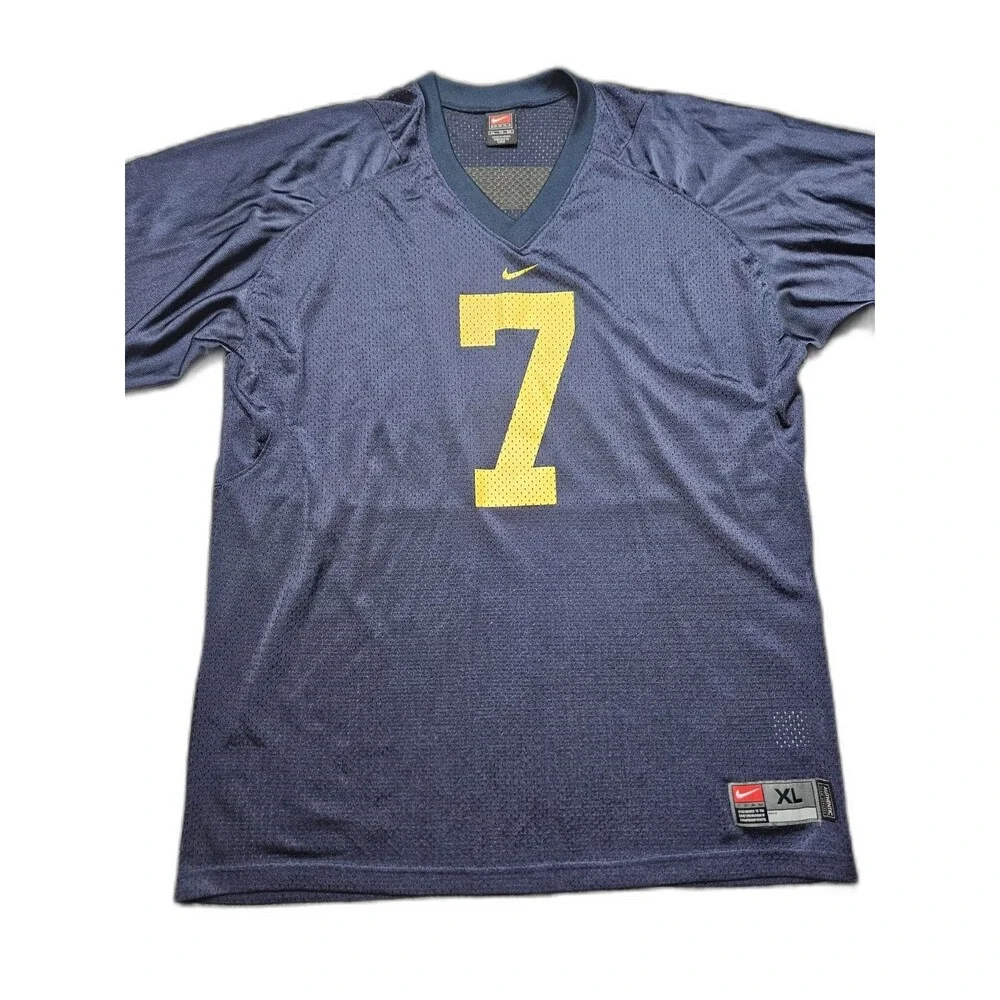 Vintage Team Nike Michigan Wolverines #7 Men's Football Jersey Blue Size XL